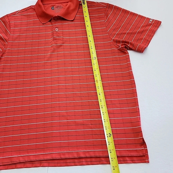 ⭐️3/ $30⭐️ Izod XFG Men's Golf Shirt Cool FX Red Grey & Black Pin Stripes Sz M - Picture 9 of 10